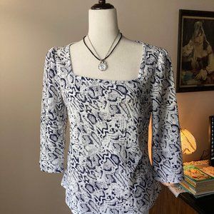 Vince Camuto Women's Top Size S Paisley Pattern Square Neck 3/4 Sleeve Length